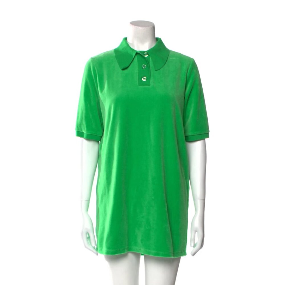 LouLou Studio Green Terry Velour Cani Mini Polo Dress